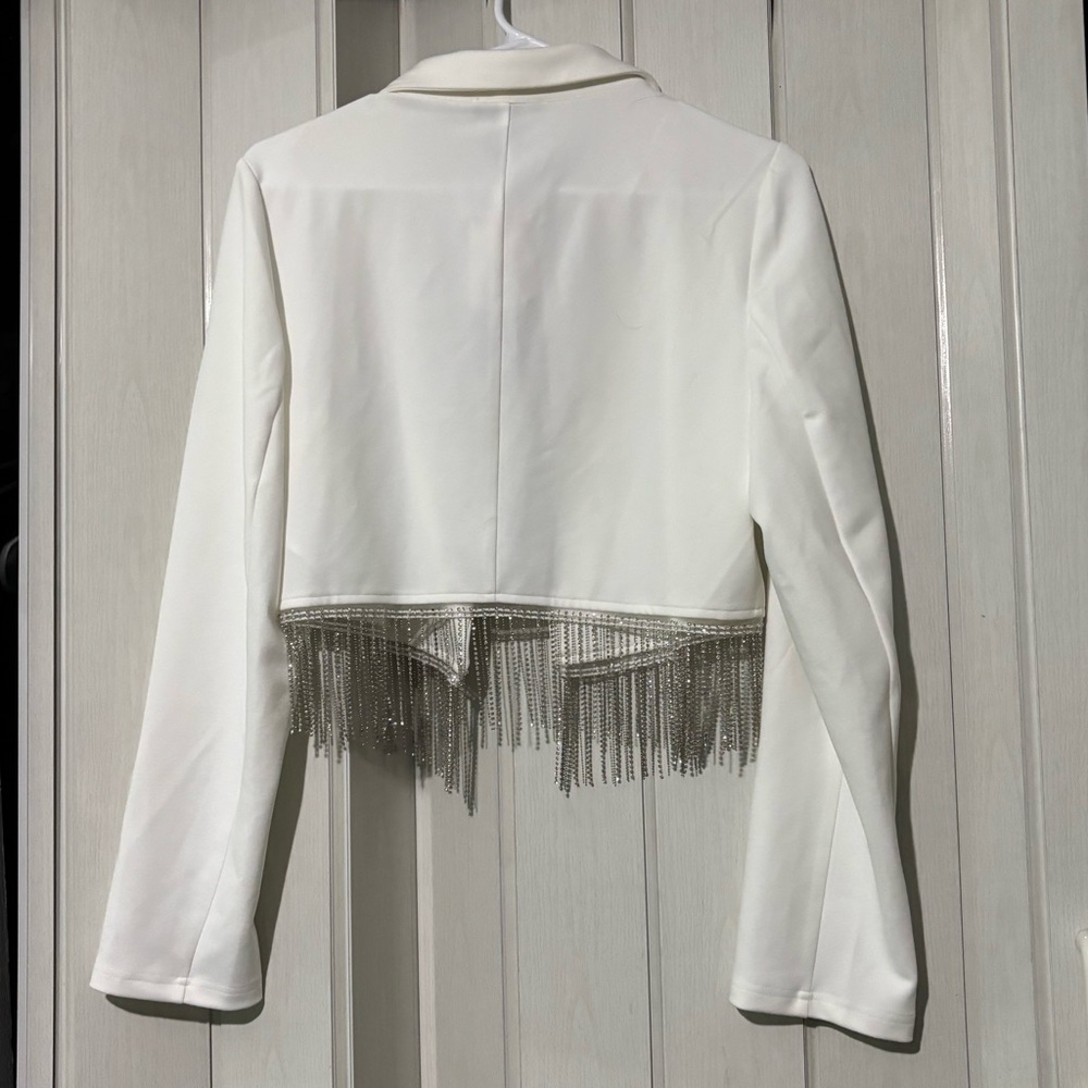 Sincerely Jules - White Blazer with Elegant Detailing - Size L - Picture 8 of 9